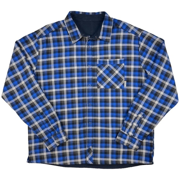 Mountain Hardwear Men's Reversible Snap Button Shirt Plaid/Solid Navy XXL - Picture 1 of 11